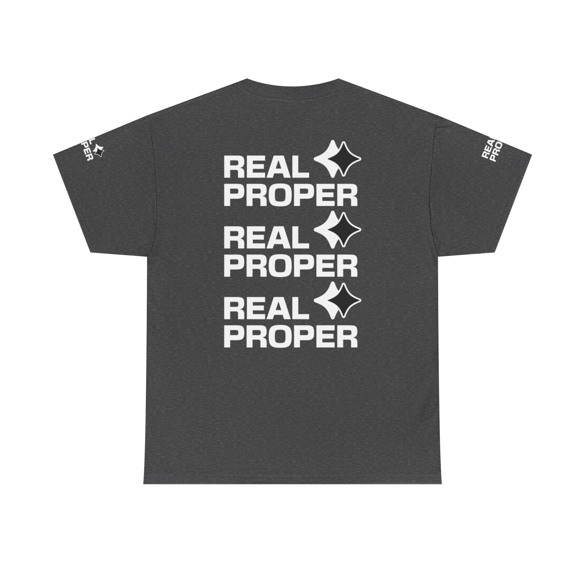 "Real Proper" Repeat Logo T‑Shirt