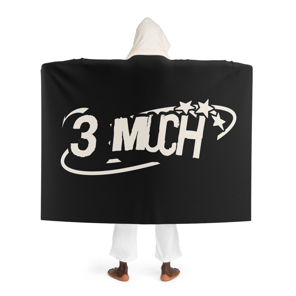 "3 Much" Hooded Sherpa Blanket – Cozy Black & Cream Fleece Throw with Hood