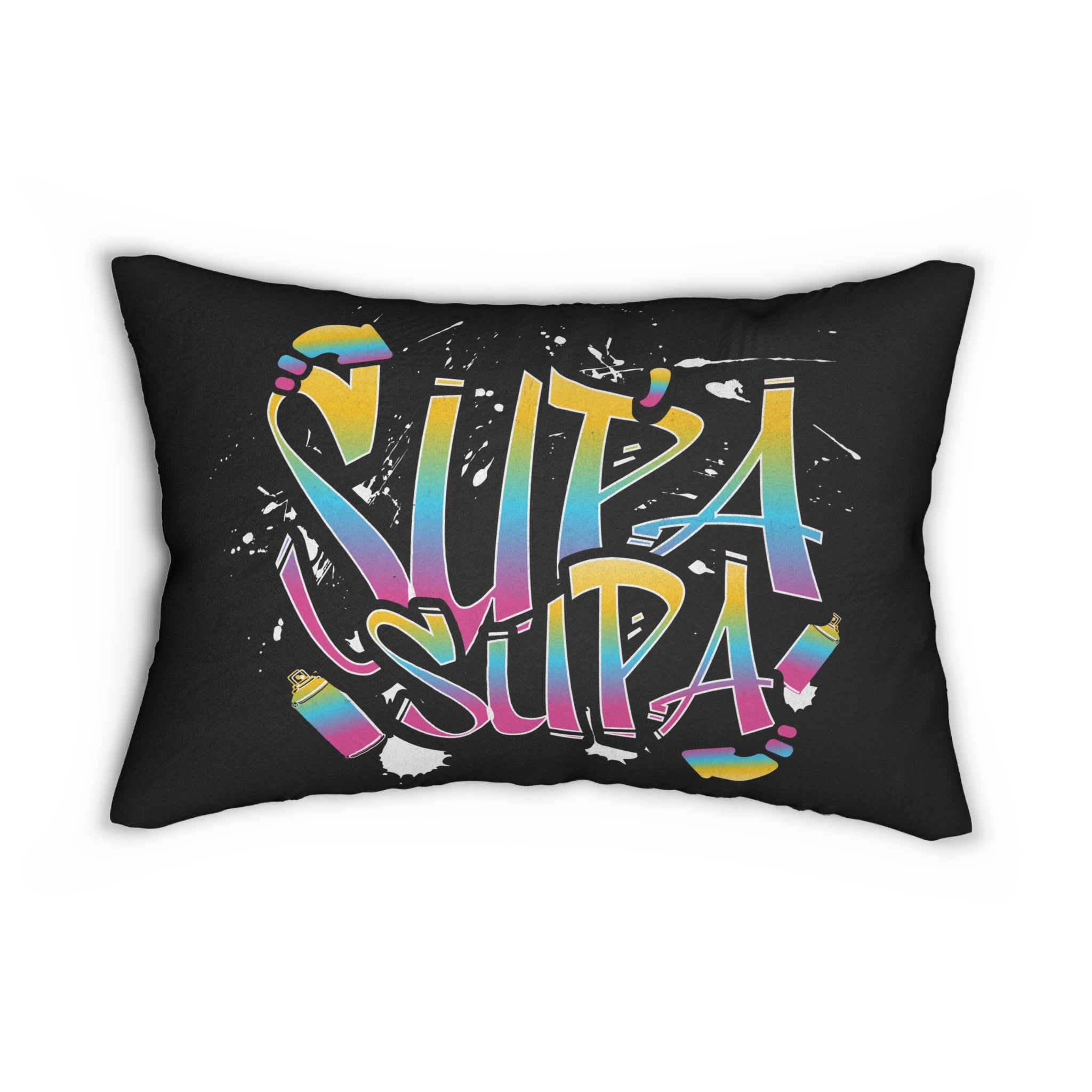 Lumbar Pillow — Colorful 'SUPA SUPA' Graffiti Accent Cushion