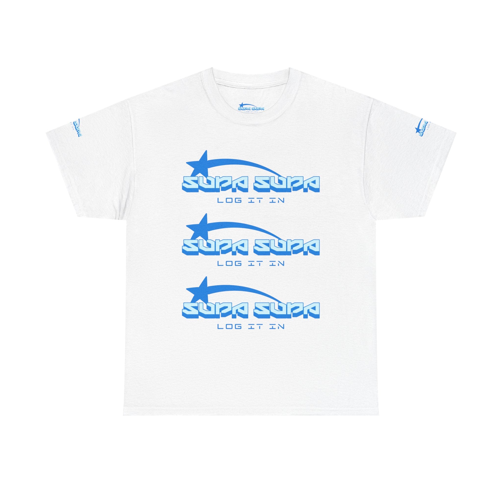 Supa Supa Retro Logo Tee — Blue Graphic Cotton T-Shirt