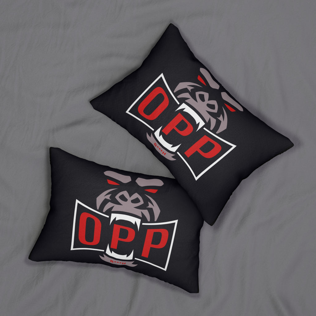 Gorilla OPP Logo Lumbar Pillow — Black Red Graphic Accent Pillow