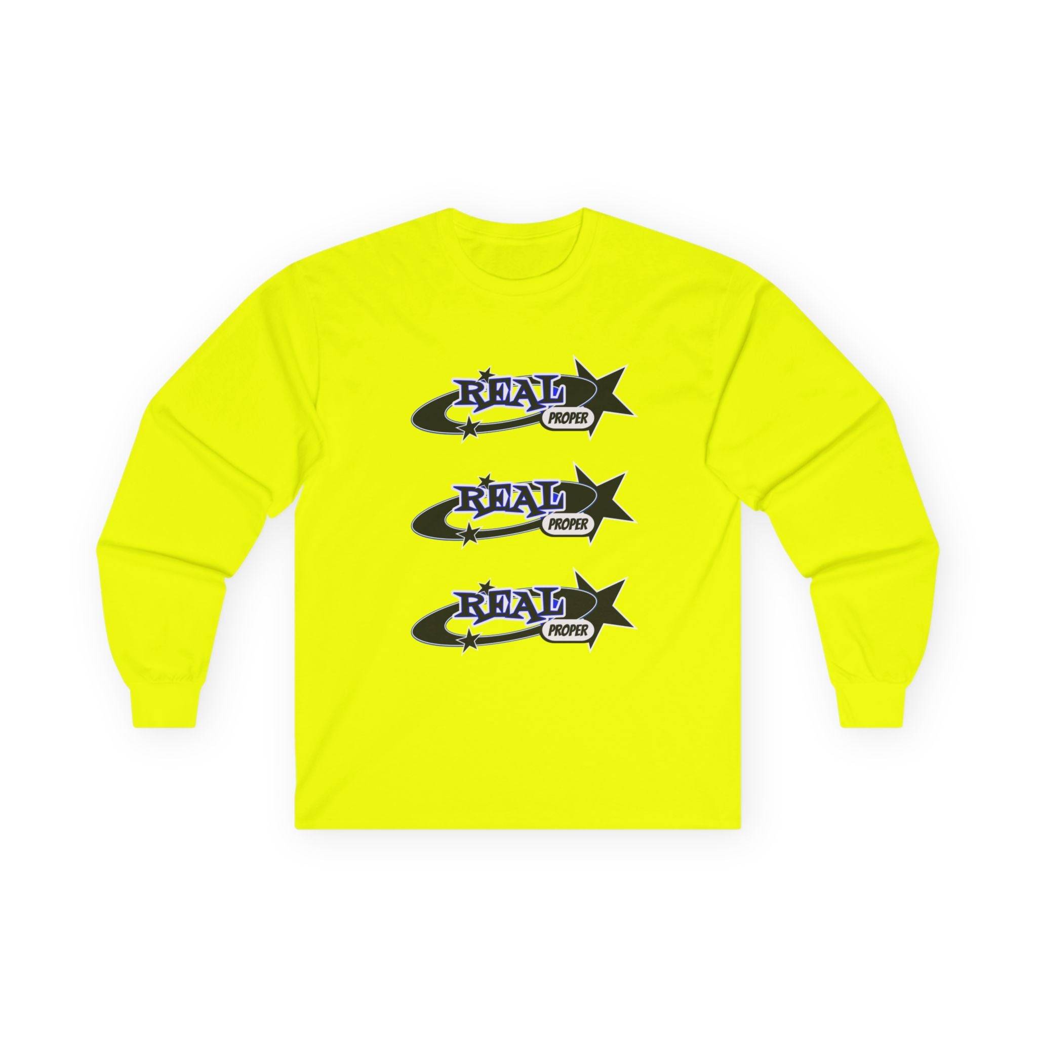 "Real Proper" Graphic Long Sleeve Tee — Retro Star Logo