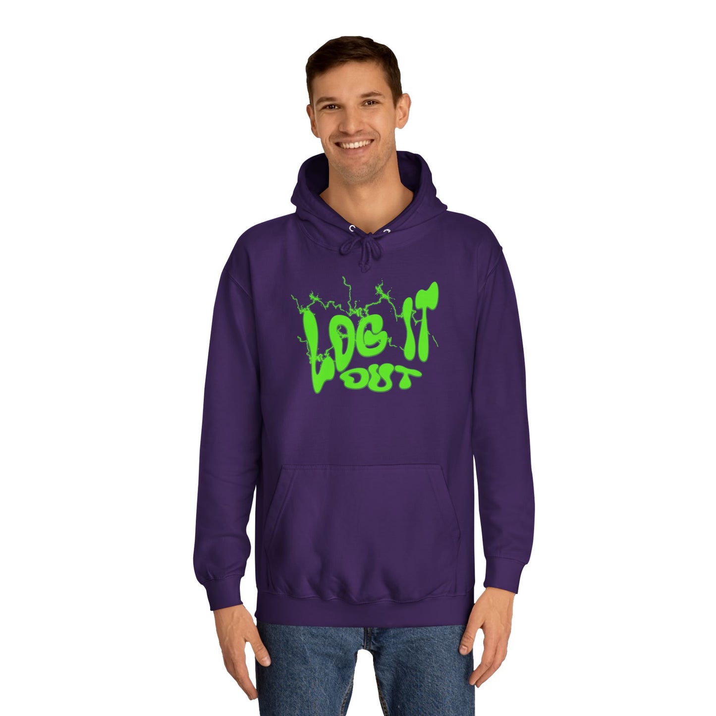 Unisex College Hoodie with 'Log It Out' Design | Trendy Wear, Gift for Everyone, Comfortable Streetwear, Cool Casual Hoodie