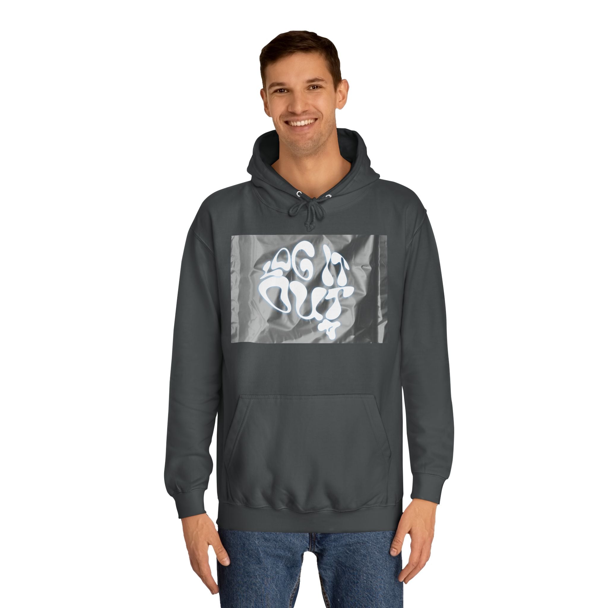 Cozy Unisex 'LOG IT OUT' Hoodie with Abstract Design, Sweatshirt, Graphic Hoodie, Casual Wear, Perfect Fit