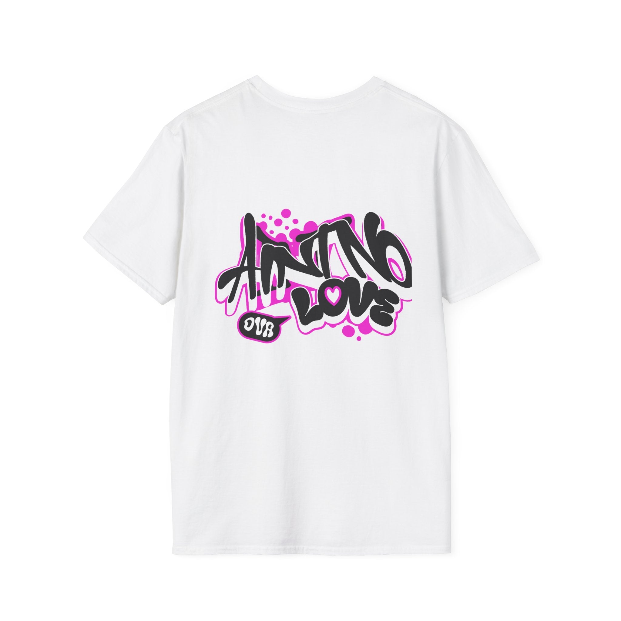 Graffiti 'NO LOVE' T-Shirt — Urban Street Art Tee with Pink Spray Paint Design