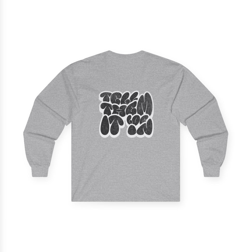 Long Sleeve "LOG IT IN" Tee — Retro Pebble Typography Graphic