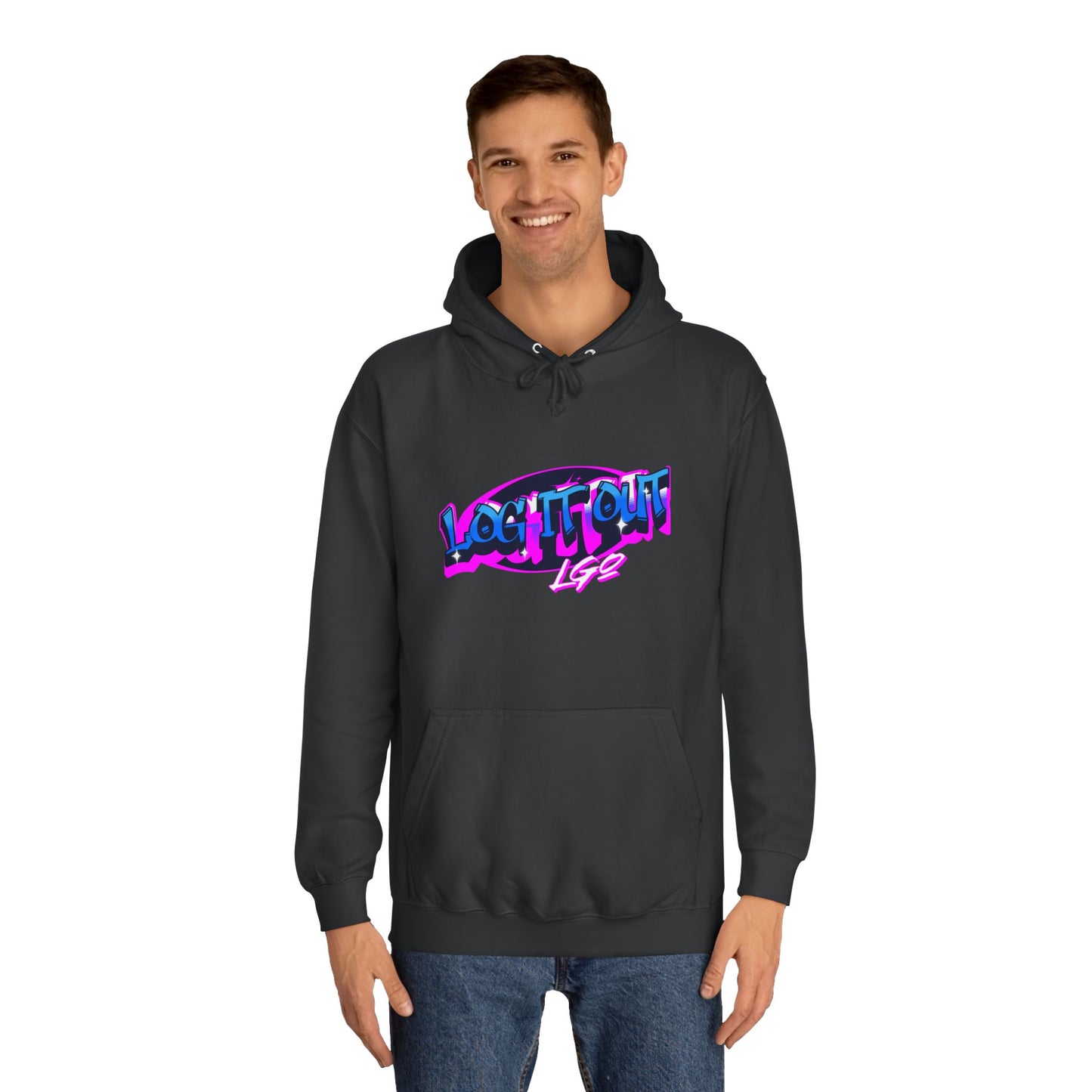 Vibrant Graffiti"Log it out"Hoodie, Unisex Fashion, Casual Wear, Student Apparel, Street Style, Gift for Graduates