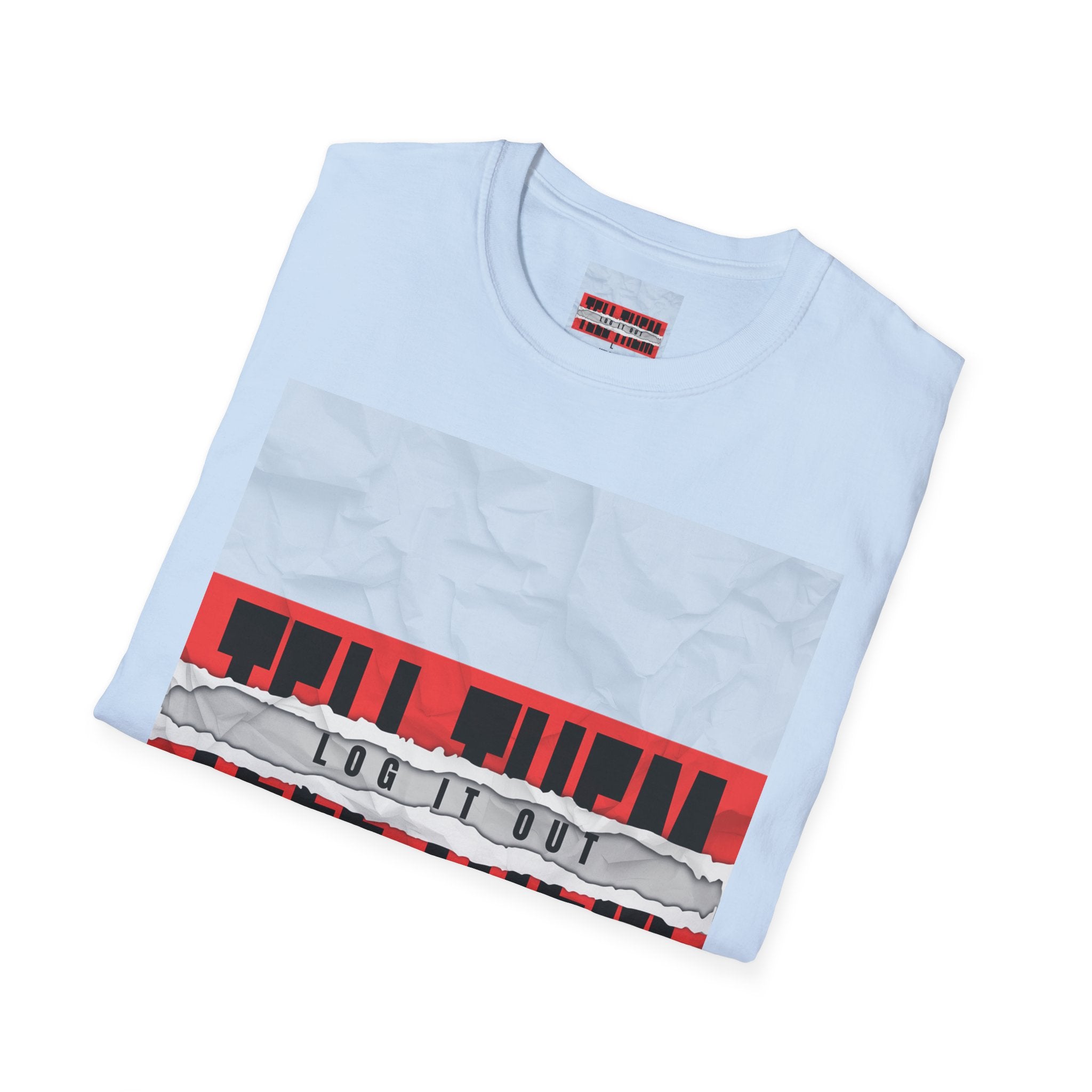 T-Shirt — LOG IT OUT Red Tape Graphic Tee ("LOG IT OUT")