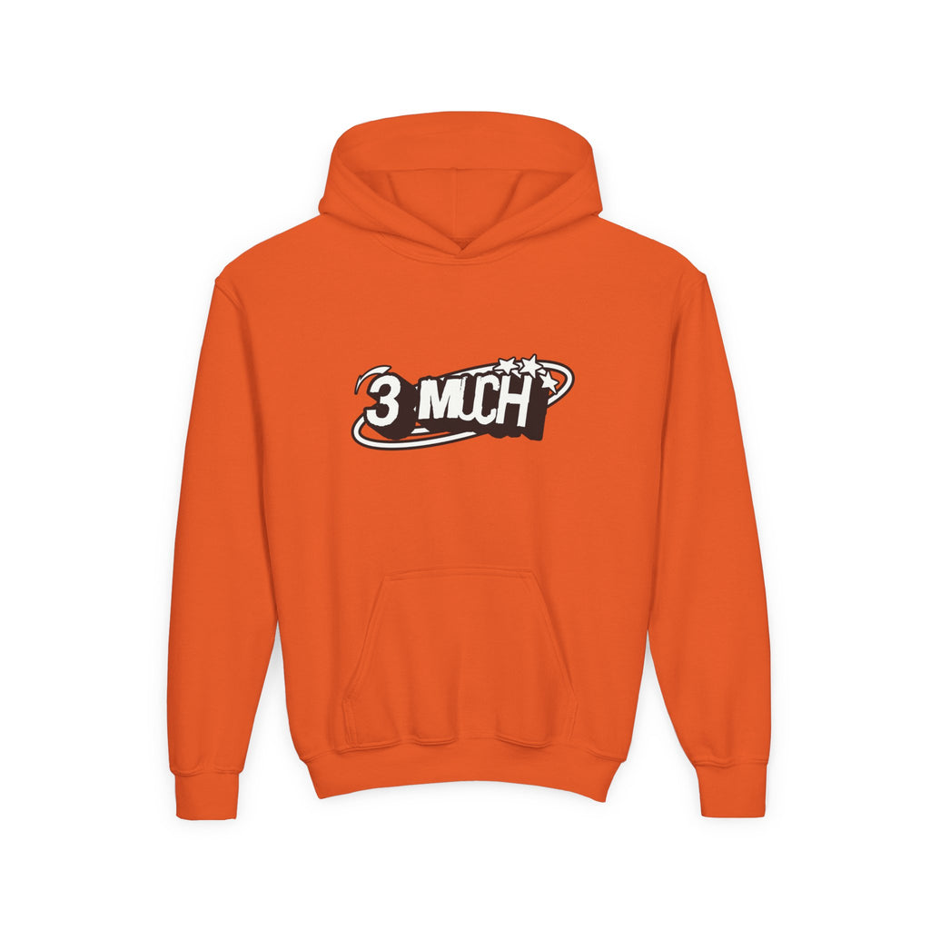 Youth Hoodie — Retro '3 MUCH'Style Graphic Pullover