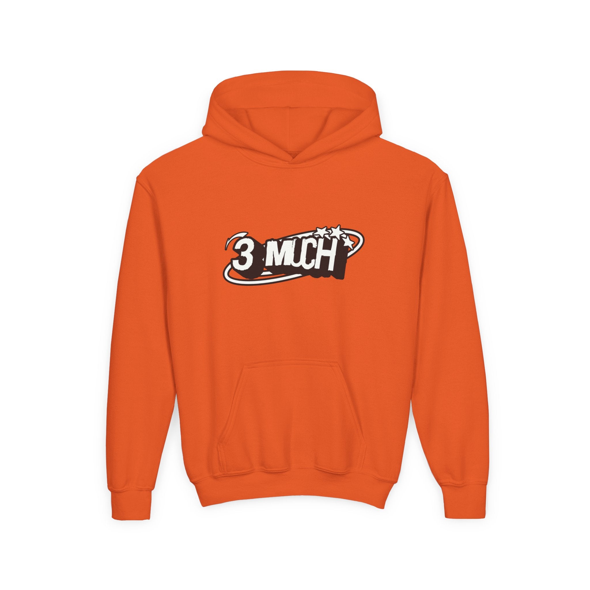 Youth Hoodie — Retro '3 MUCH'Style Graphic Pullover