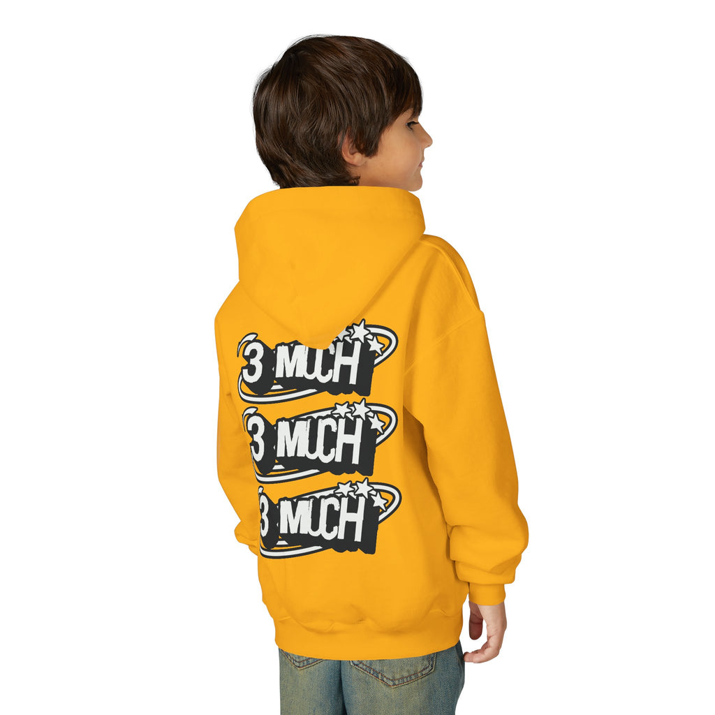 Youth Hoodie — Retro '3 MUCH'Style Graphic Pullover