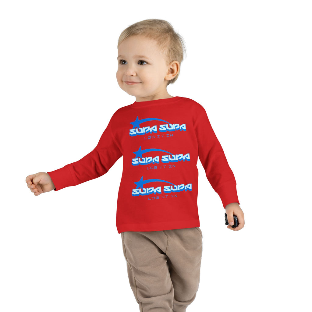 Toddler Long Sleeve Tee — Blue Shooting Star "Super Star" Graphic