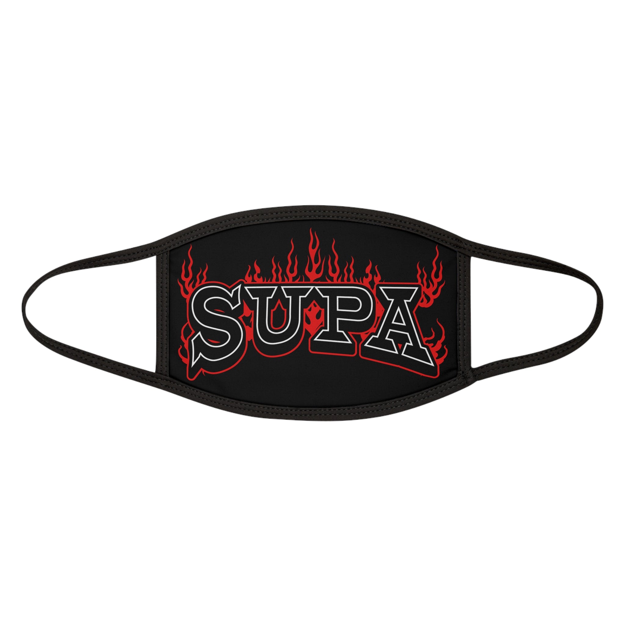Supa Flame Face Mask — Black Graphic Cotton Blend Mask