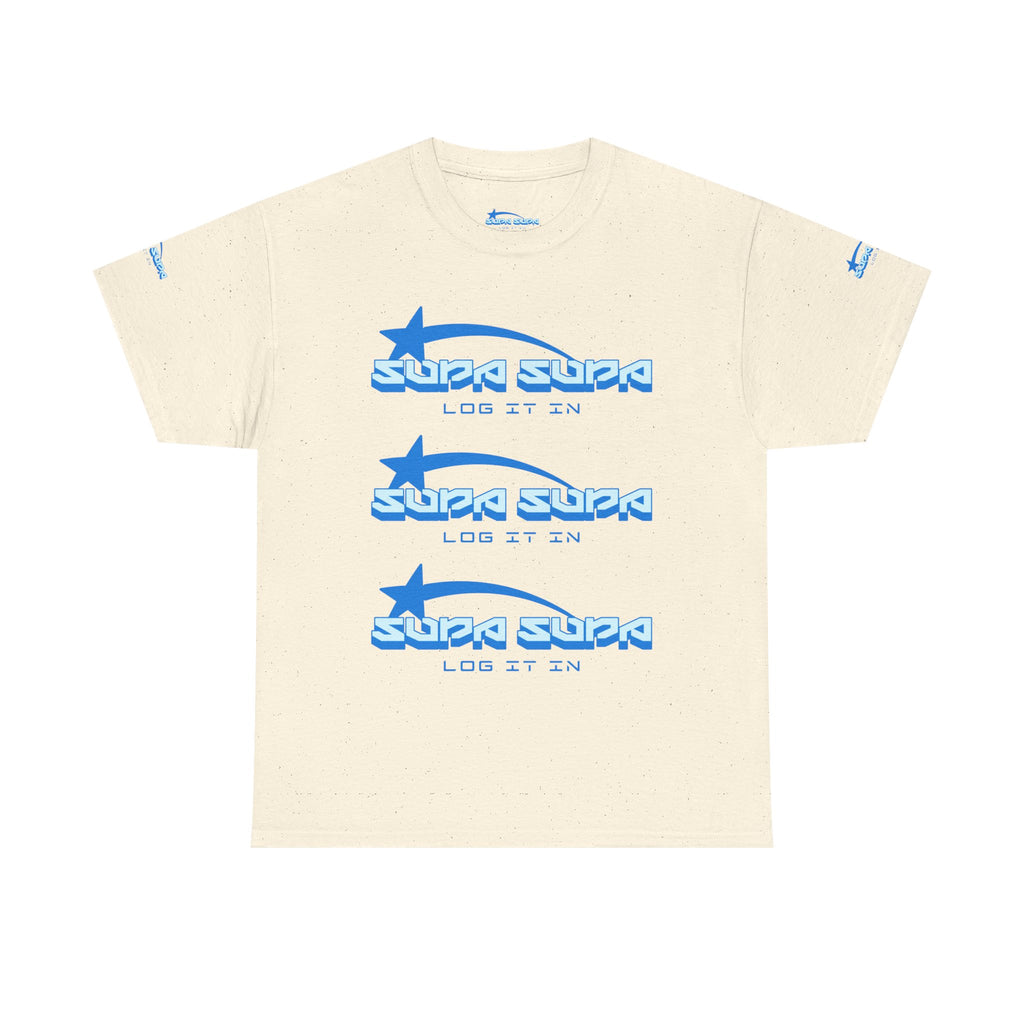 Supa Supa Retro Logo Tee — Blue Graphic Cotton T-Shirt