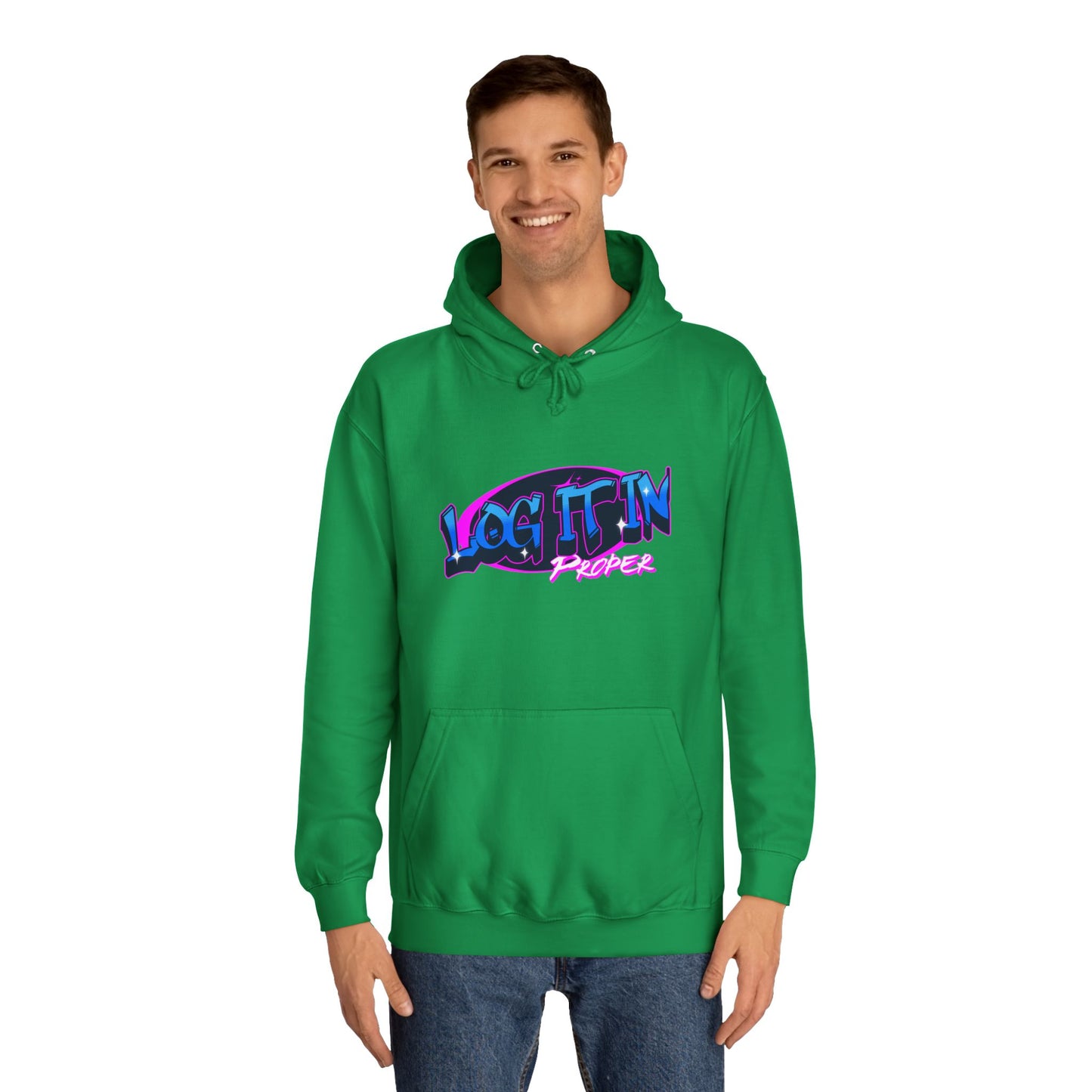 Vibrant Hoodie - Log It In, Unisex Pullover, Cozy Sweatshirt, College Apparel, Gift for Students, Trendy Fashion