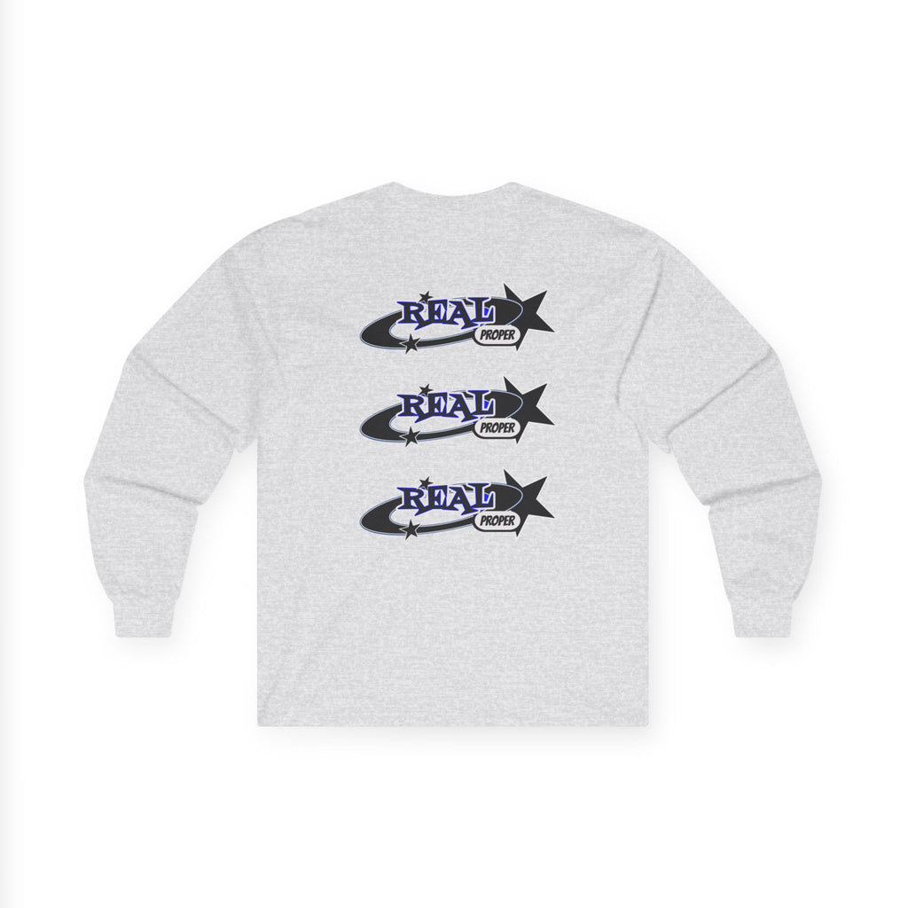 "Real Proper" Graphic Long Sleeve Tee — Retro Star Logo