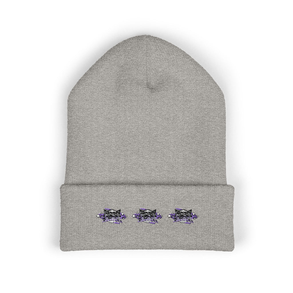 Embroidered "Strategic" Floral Cuffed Beanie