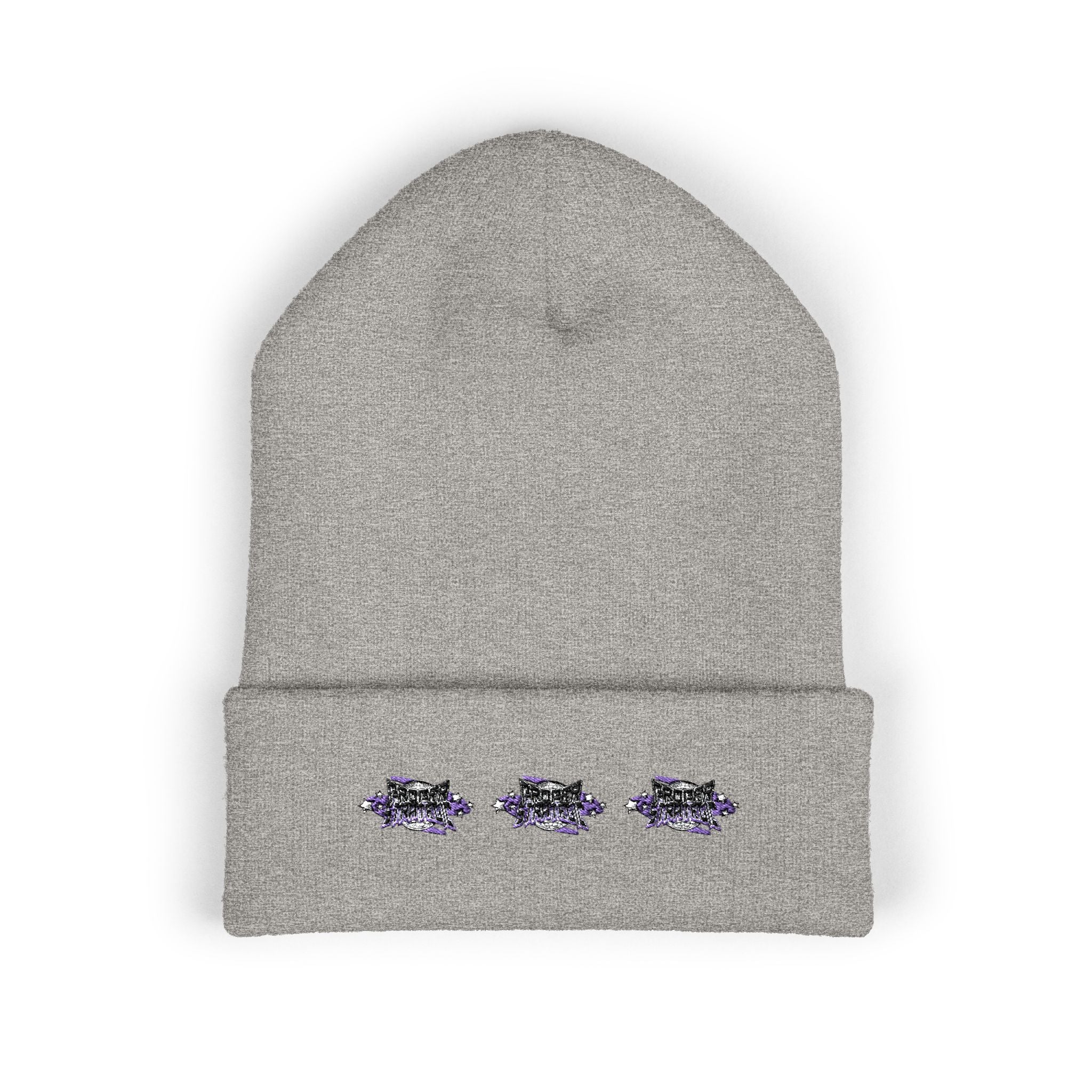 Embroidered "Strategic" Floral Cuffed Beanie