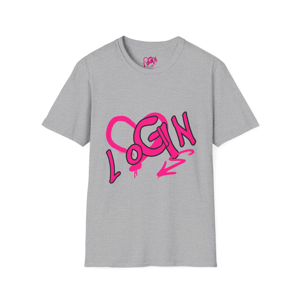 T-Shirt — Pink Graffiti 'Login' Streetwear Tee