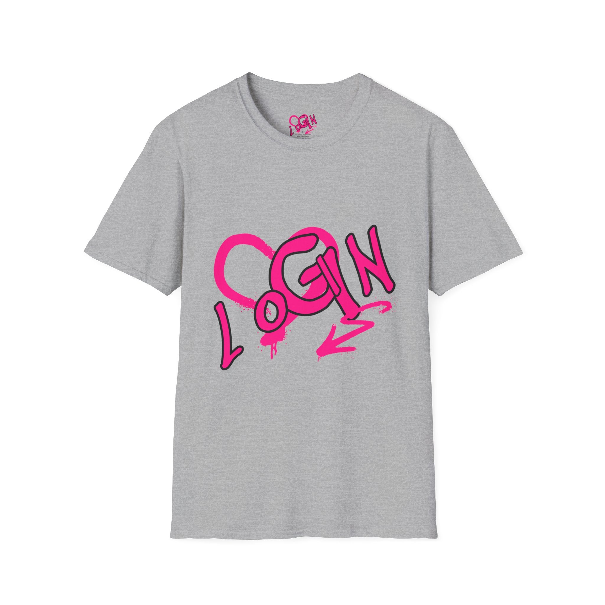 T-Shirt — Pink Graffiti 'Login' Streetwear Tee