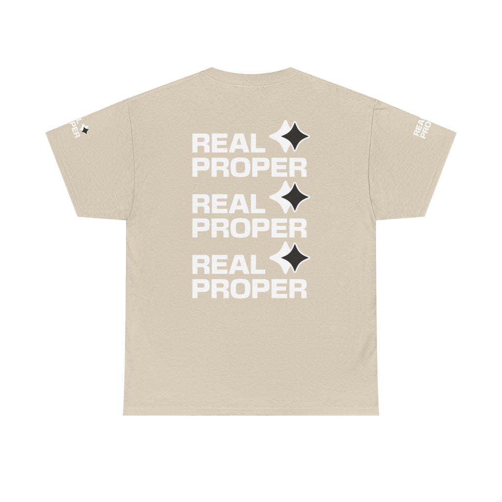 "Real Proper" Repeat Logo T‑Shirt