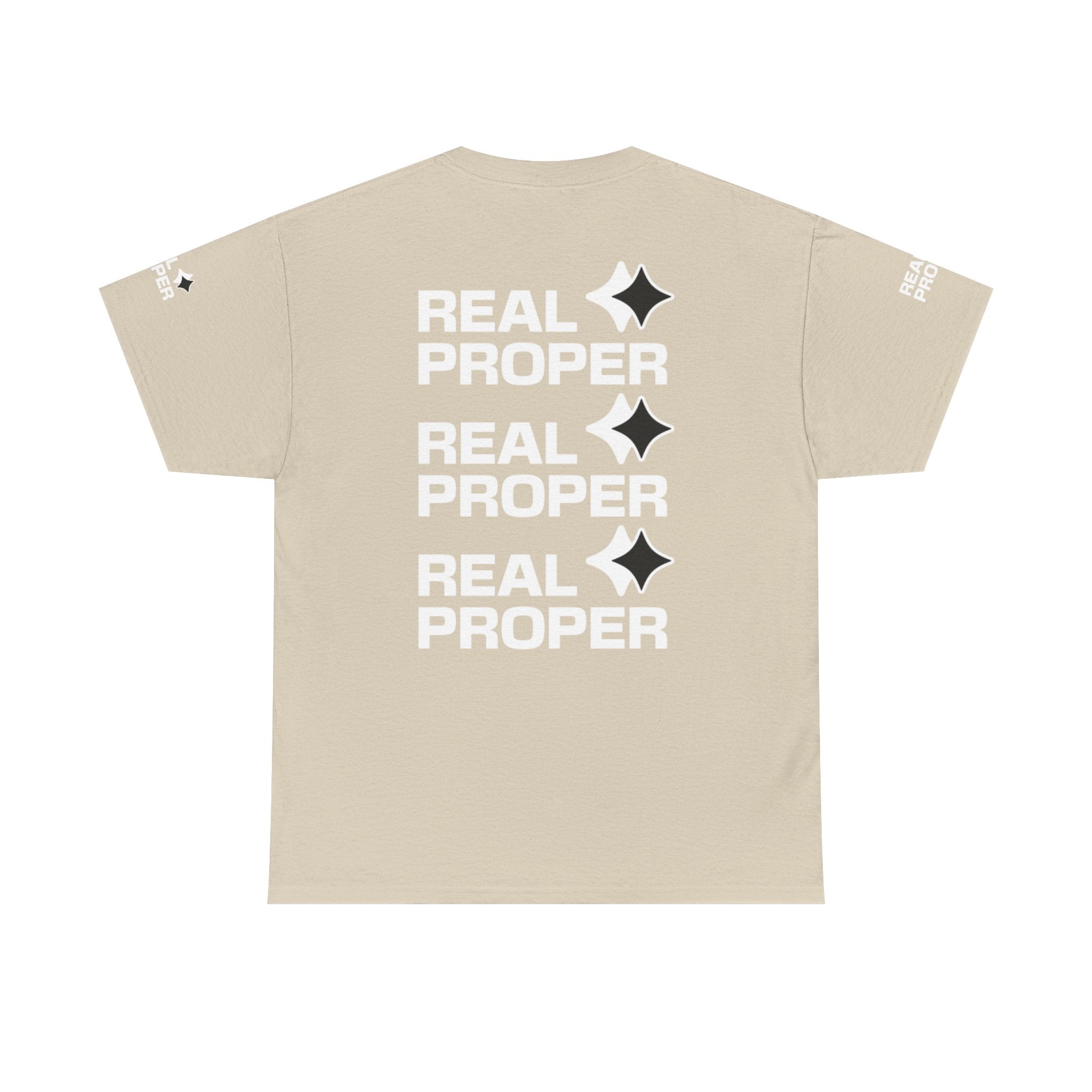 "Real Proper" Repeat Logo T‑Shirt