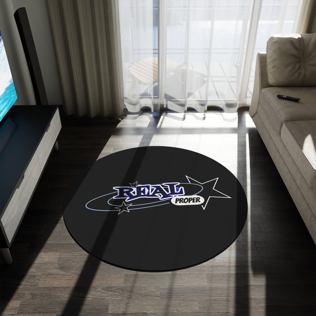 Round Rug — 'Real Proper' Retro Star Graphic Rug