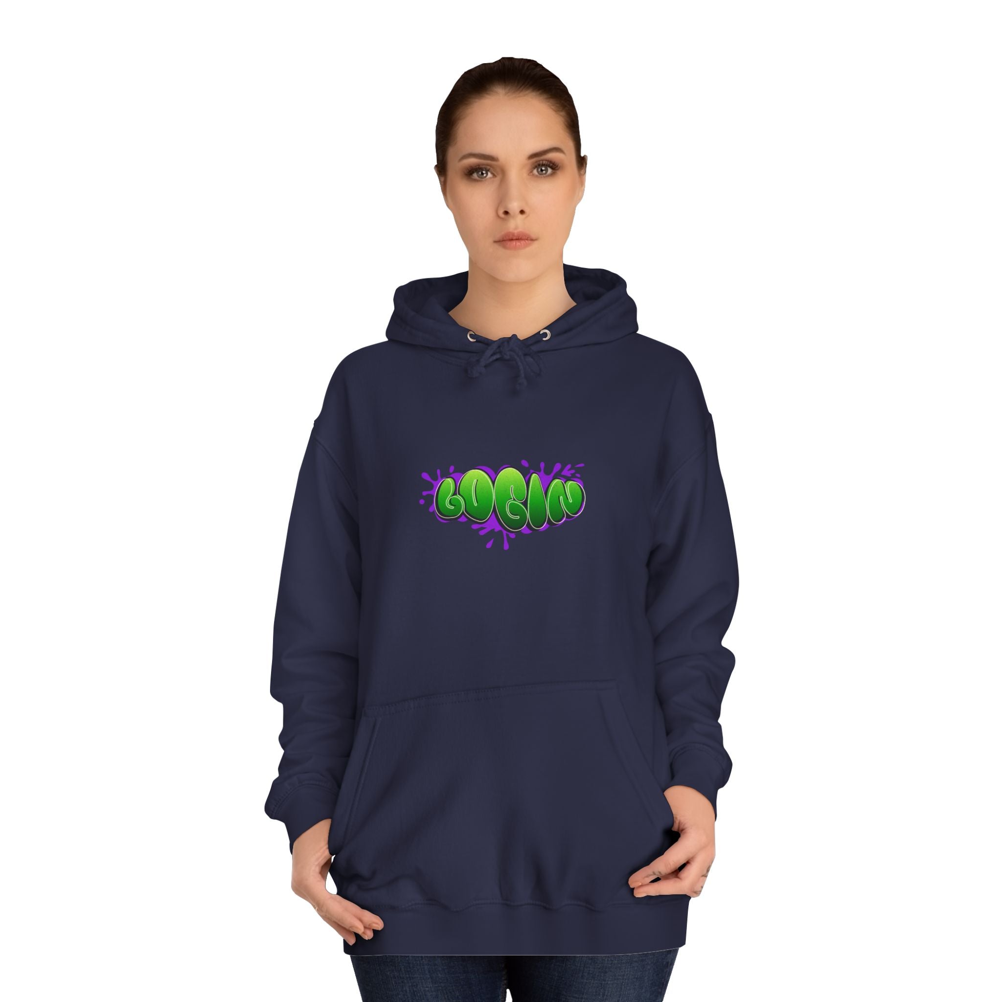 Hoodie with Green Graffiti "Login" Design - Streetwear Pullover