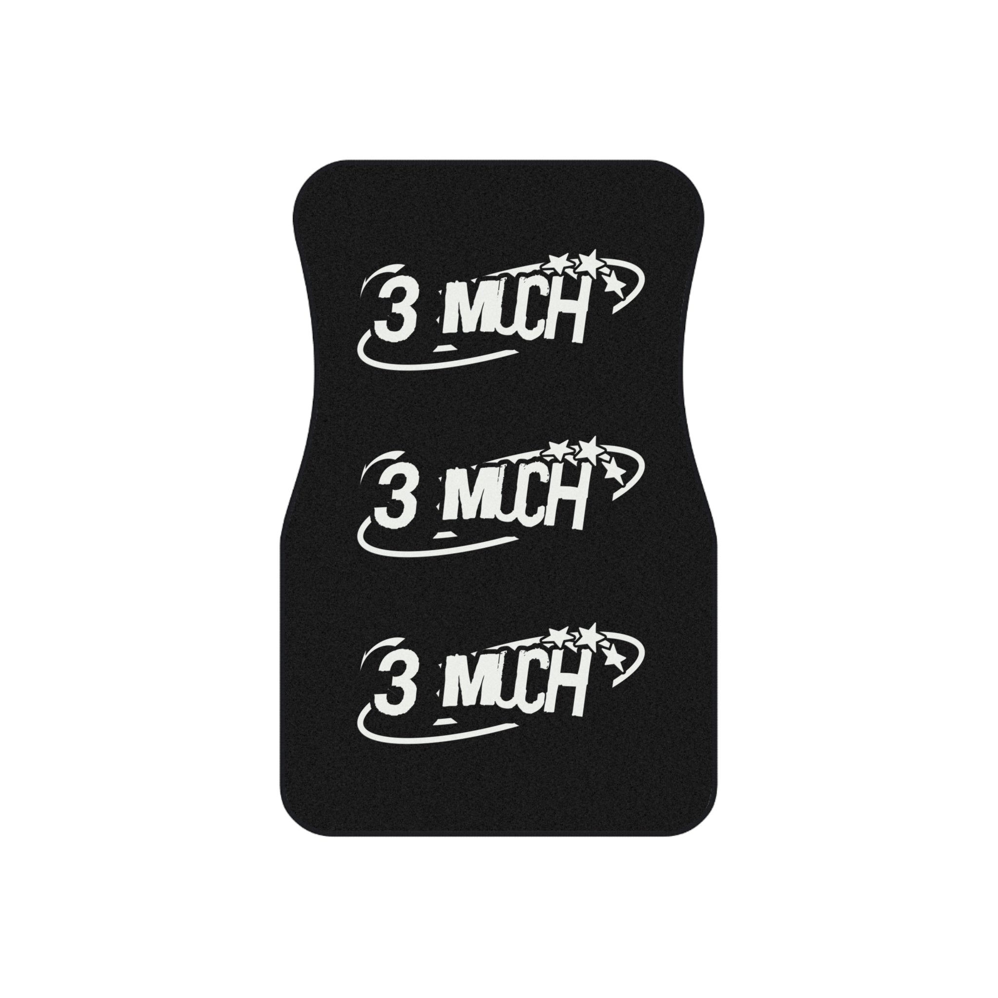 Car Mats (Set of 4) — Black Custom Floor Mats with '3 MUCH' Retro Logo