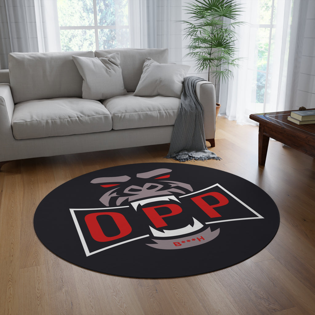 Gorilla OPP Logo Round Rug – Bold Black & Red Game Room Mat