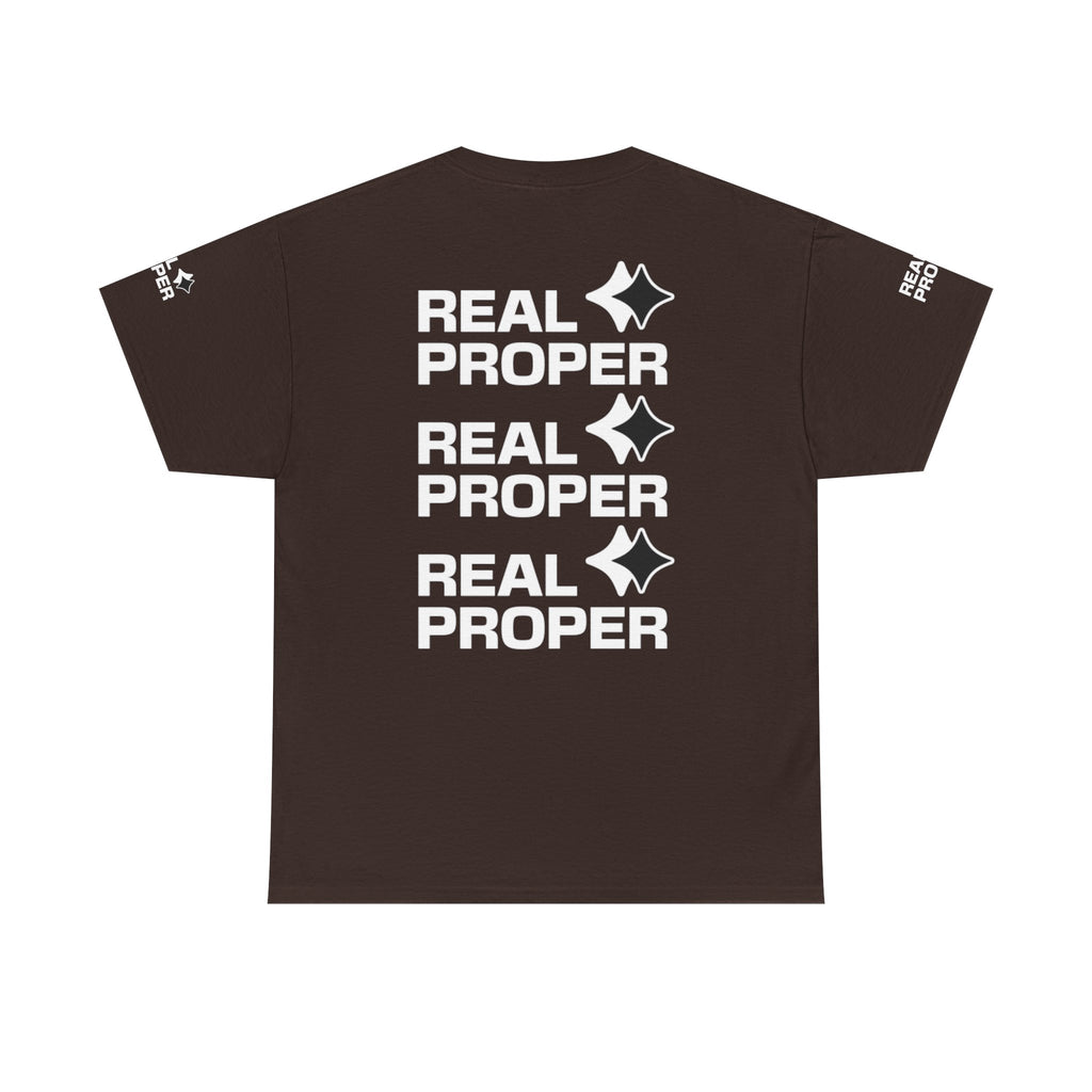 "Real Proper" Repeat Logo T‑Shirt