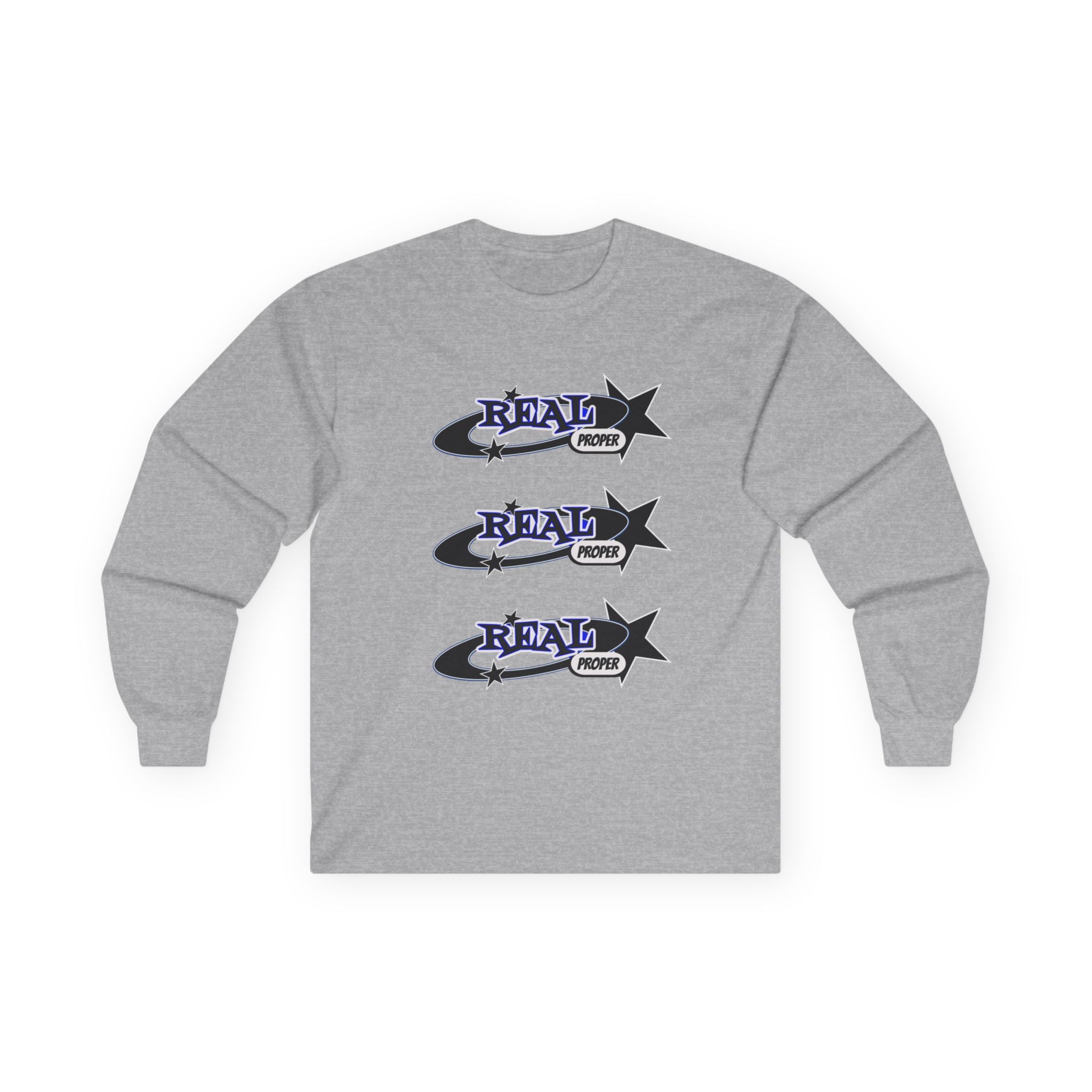 "Real Proper" Graphic Long Sleeve Tee — Retro Star Logo