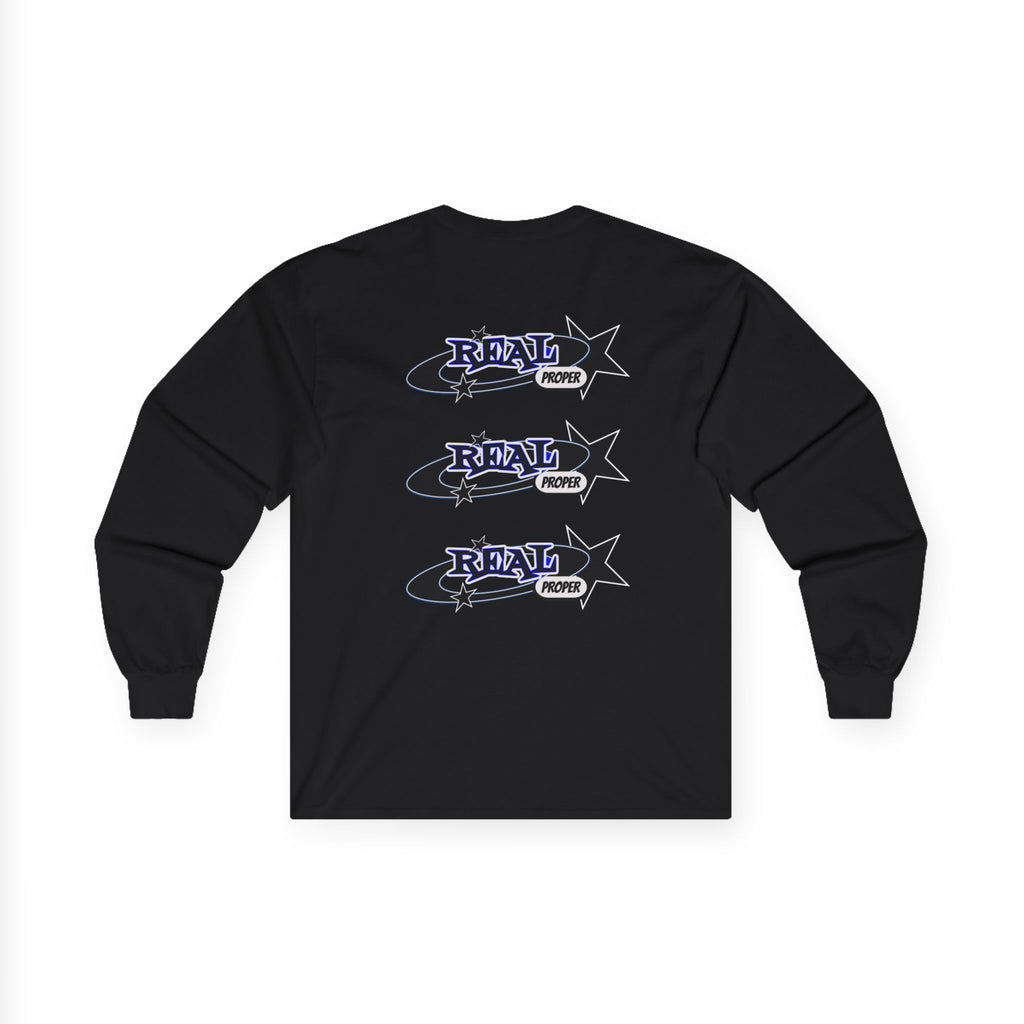 "Real Proper" Graphic Long Sleeve Tee — Retro Star Logo