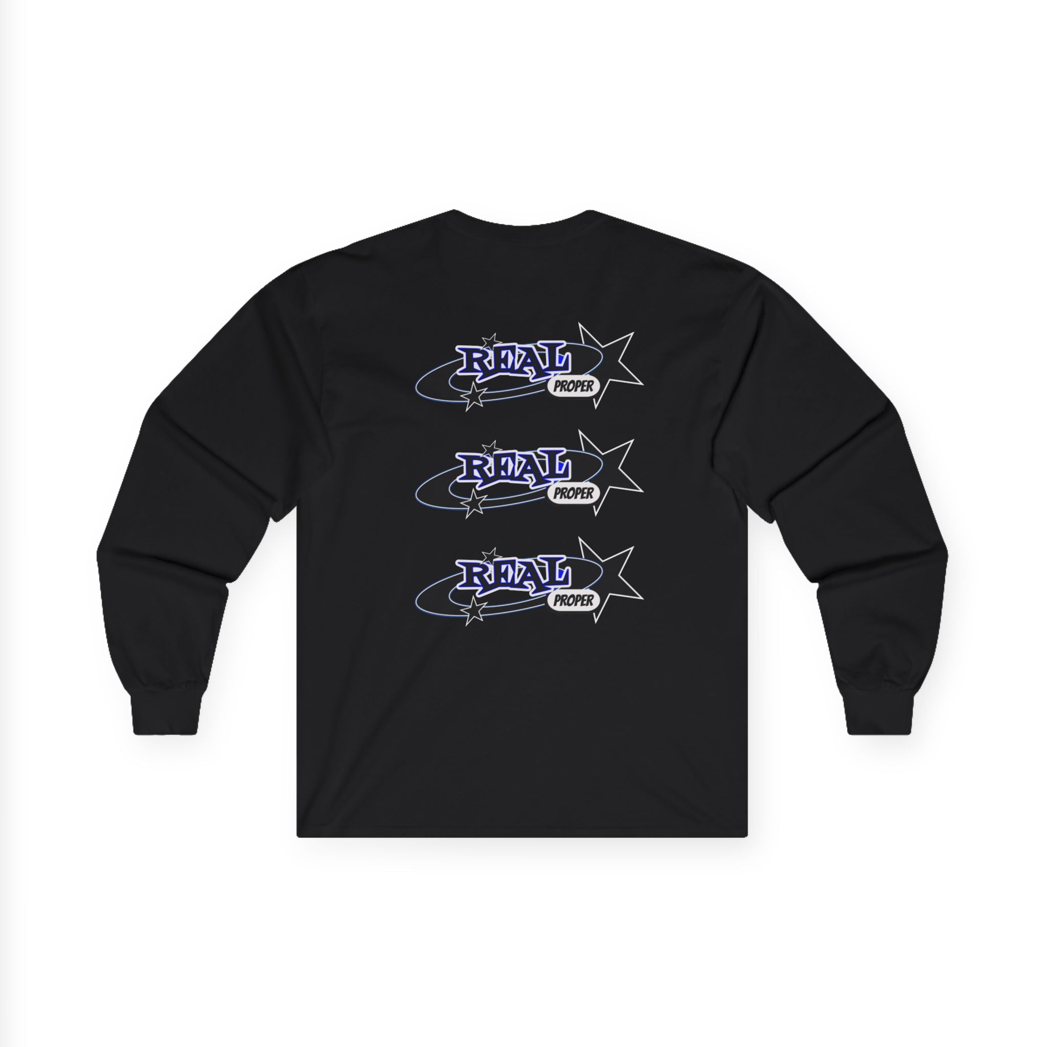 "Real Proper" Graphic Long Sleeve Tee — Retro Star Logo