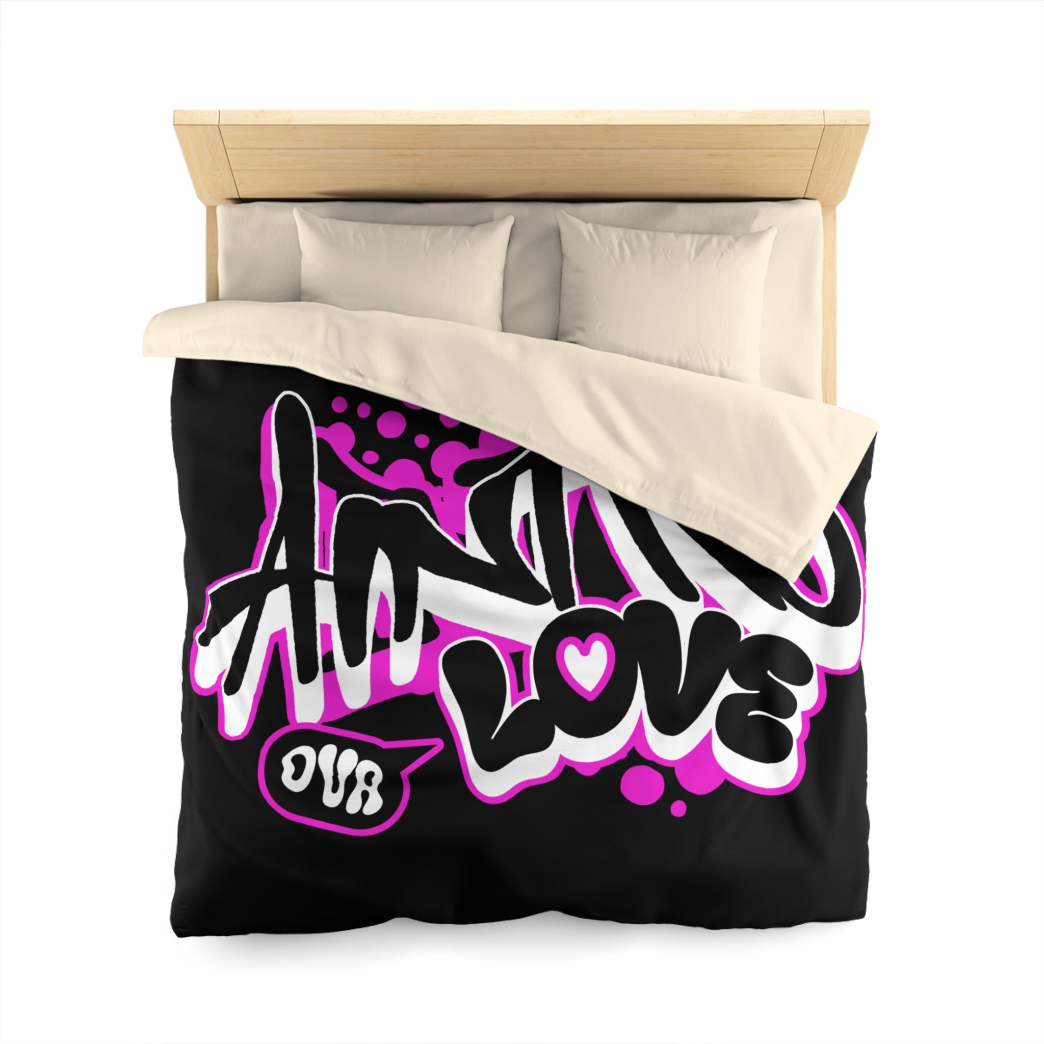 Duvet Cover — Pink Graffiti "No Love" Street Art Microfiber Bedding