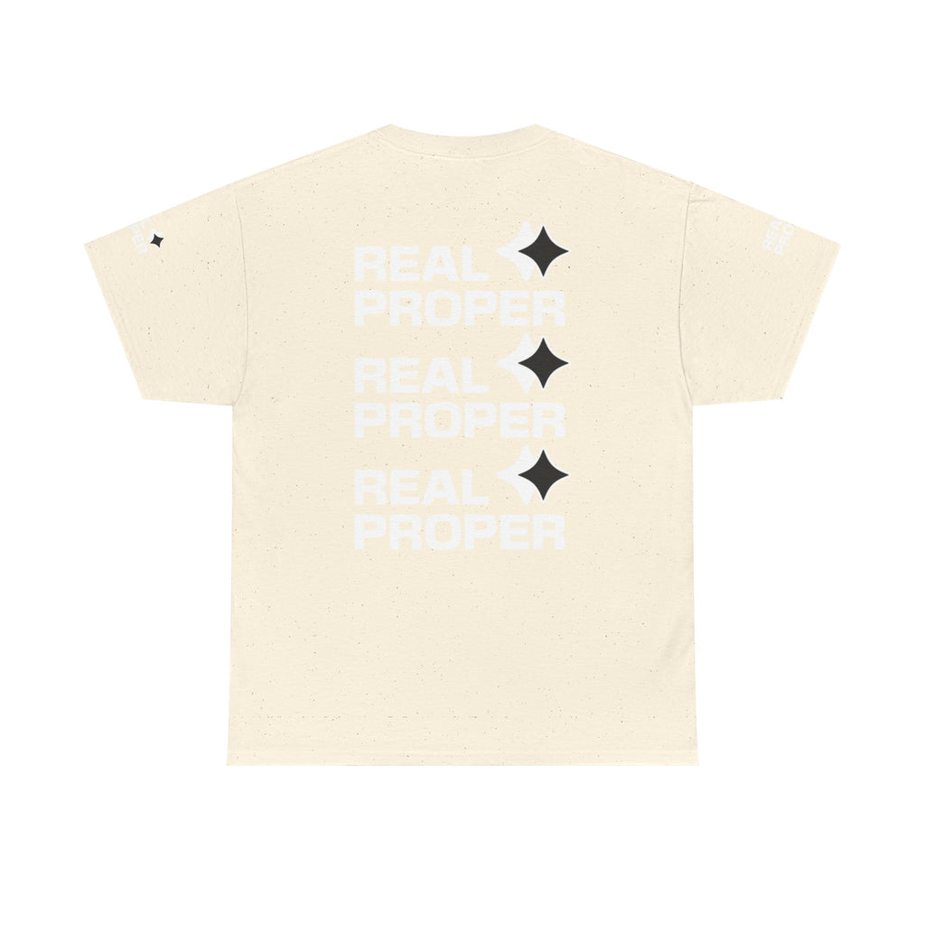 "Real Proper" Repeat Logo T‑Shirt