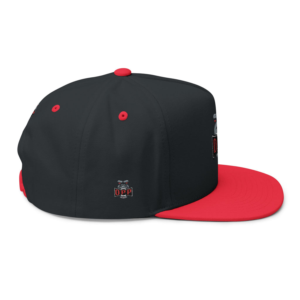 OPP Embroidered Flat Bill Cap — Retro Logo Snapback Hat