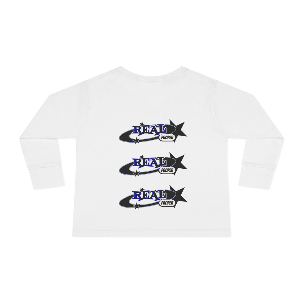 Toddler Long Sleeve Tee — 'Real Proper' Star Graphic Kids Shirt