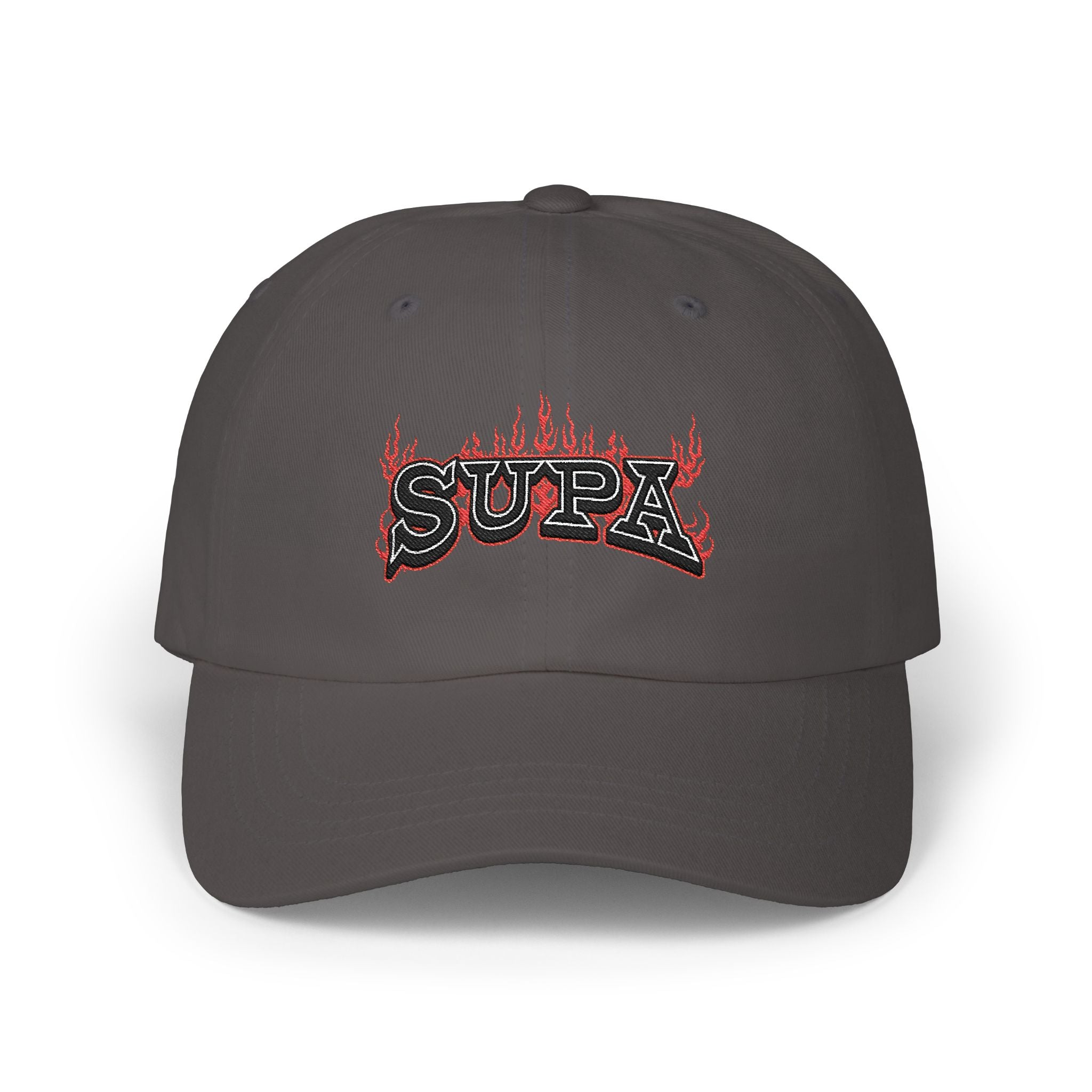 'SUPA' Flame Logo Embroidered Hat