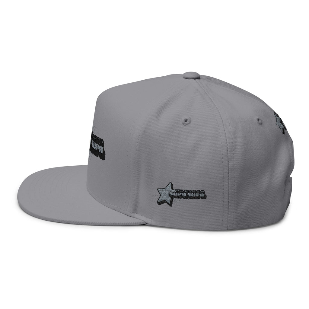 Embroidered Star Snapback Hat — 'Supa Supa' Retro Logo Flat-Bill Cap