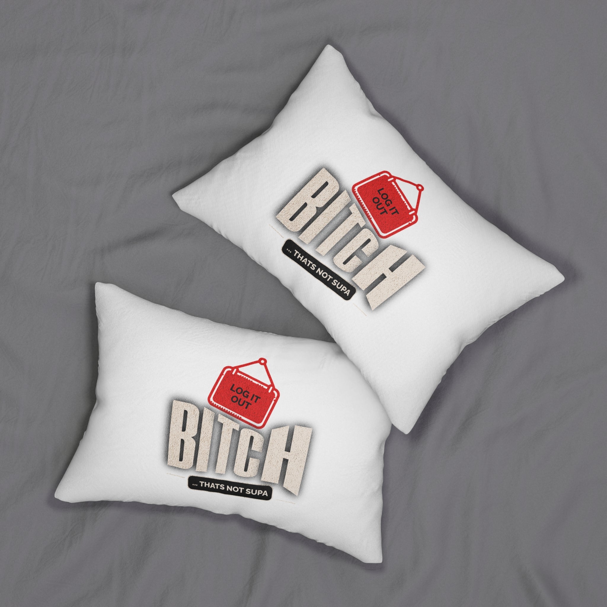 Lumbar Pillow — 'Log It Out' Funny Retro Accent Pillow