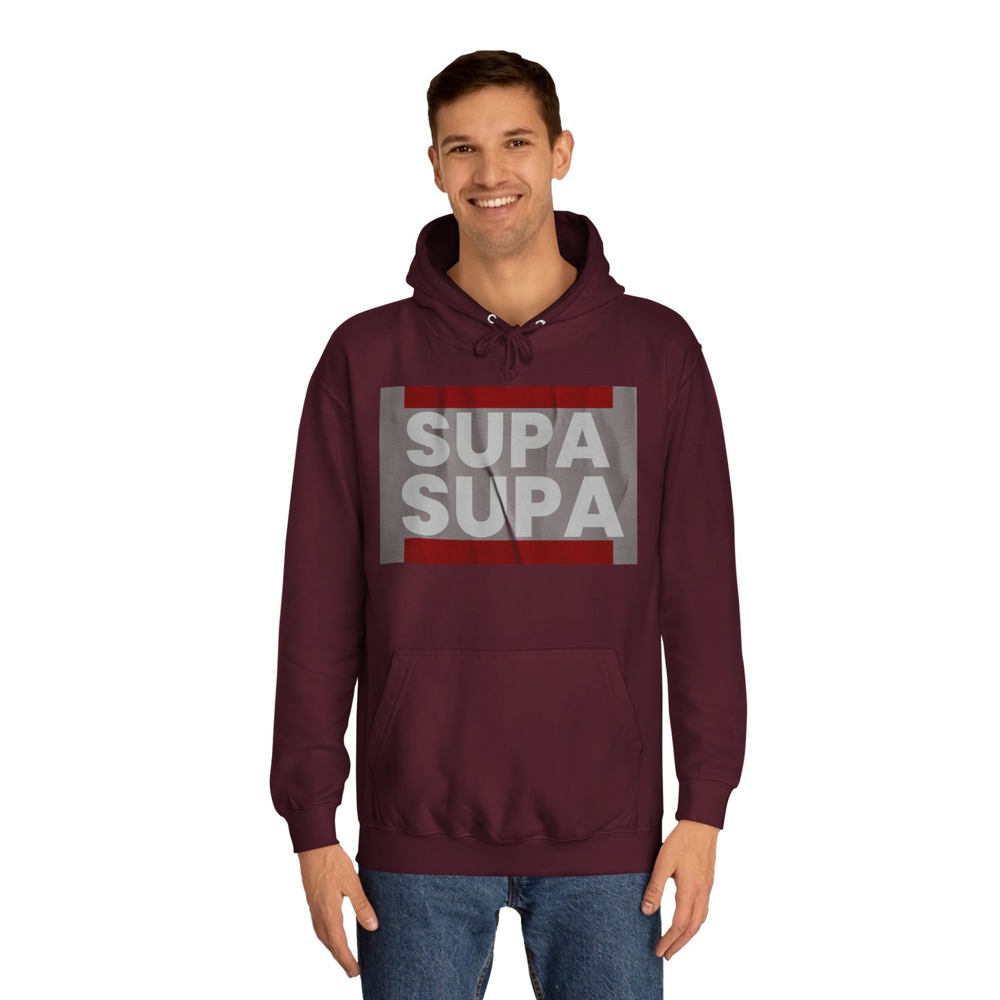 Unisex Hoodie with 'SUPA SUPA' Design, Cool Casual Wear, Perfect, Gifts for Graduates, Cozy Layering