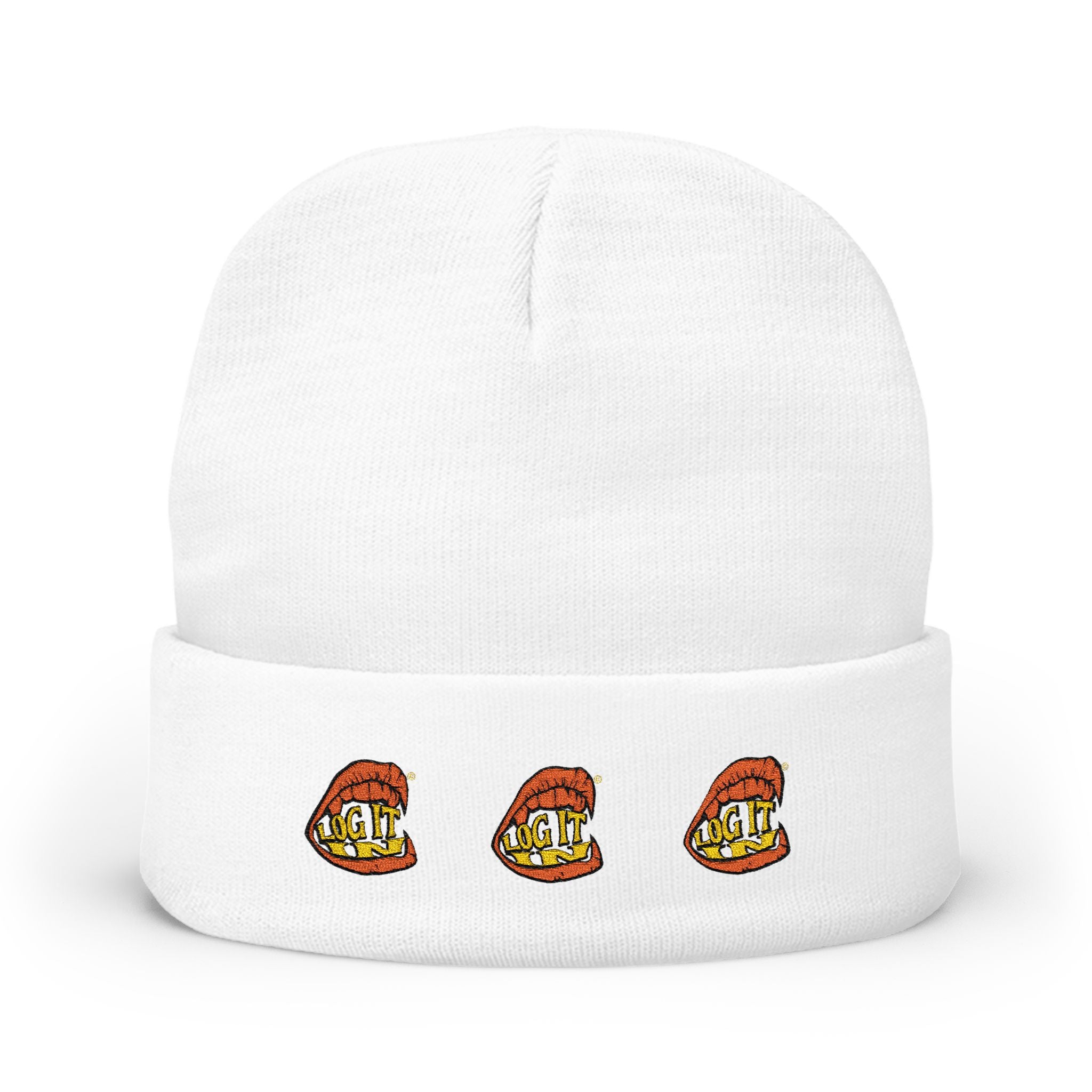 Embroidered "Log it in" Knit Beanie - Cozy Streetwear Winter Hat