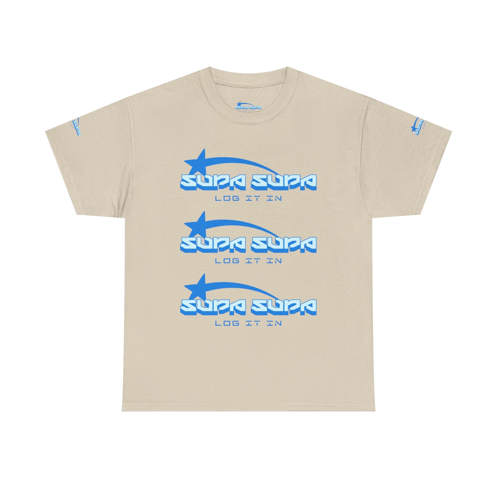 Supa Supa Retro Logo Tee — Blue Graphic Cotton T-Shirt