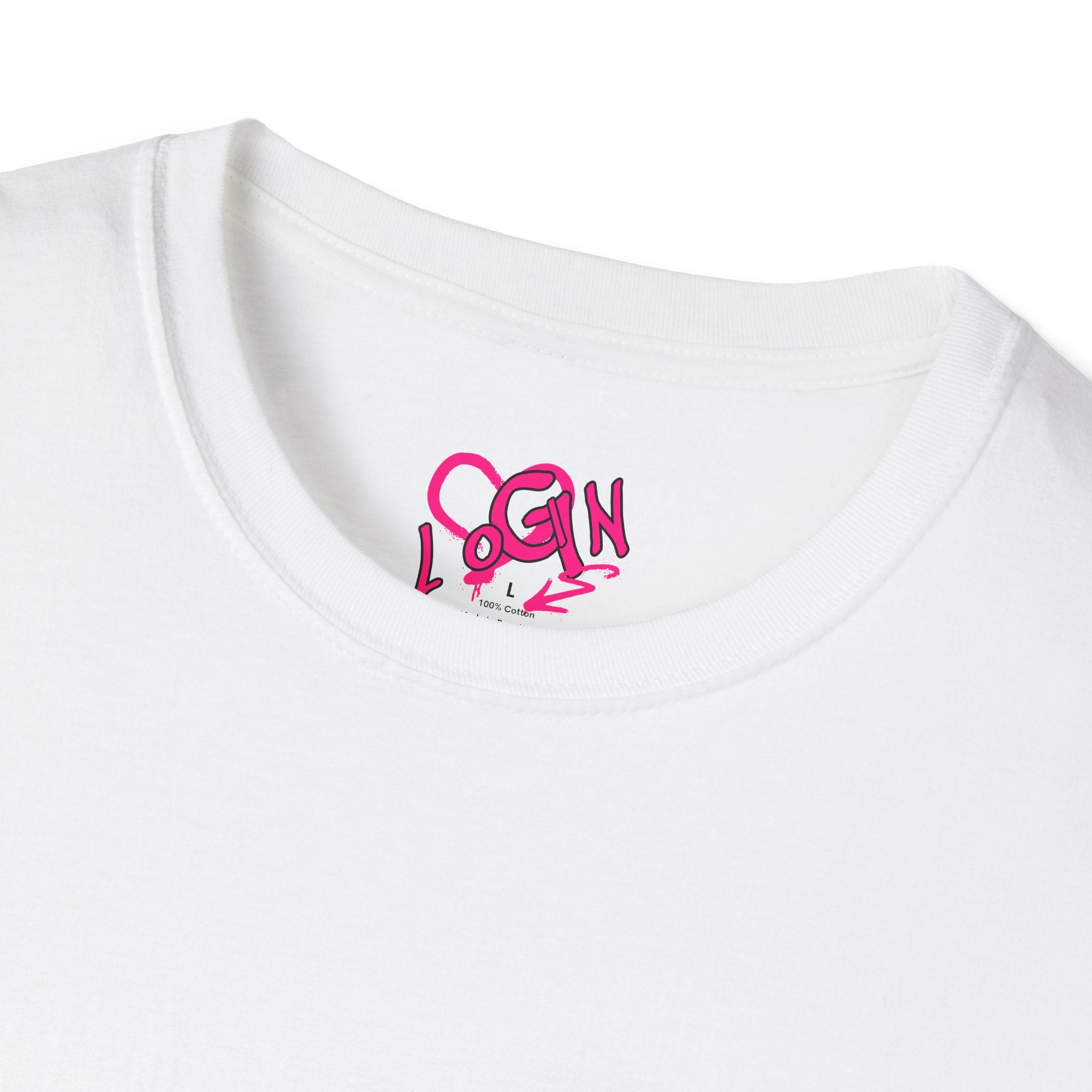 T-Shirt — Pink Graffiti 'Login' Streetwear Tee