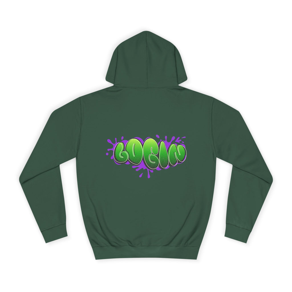 Hoodie with Green Graffiti "Login" Design - Streetwear Pullover