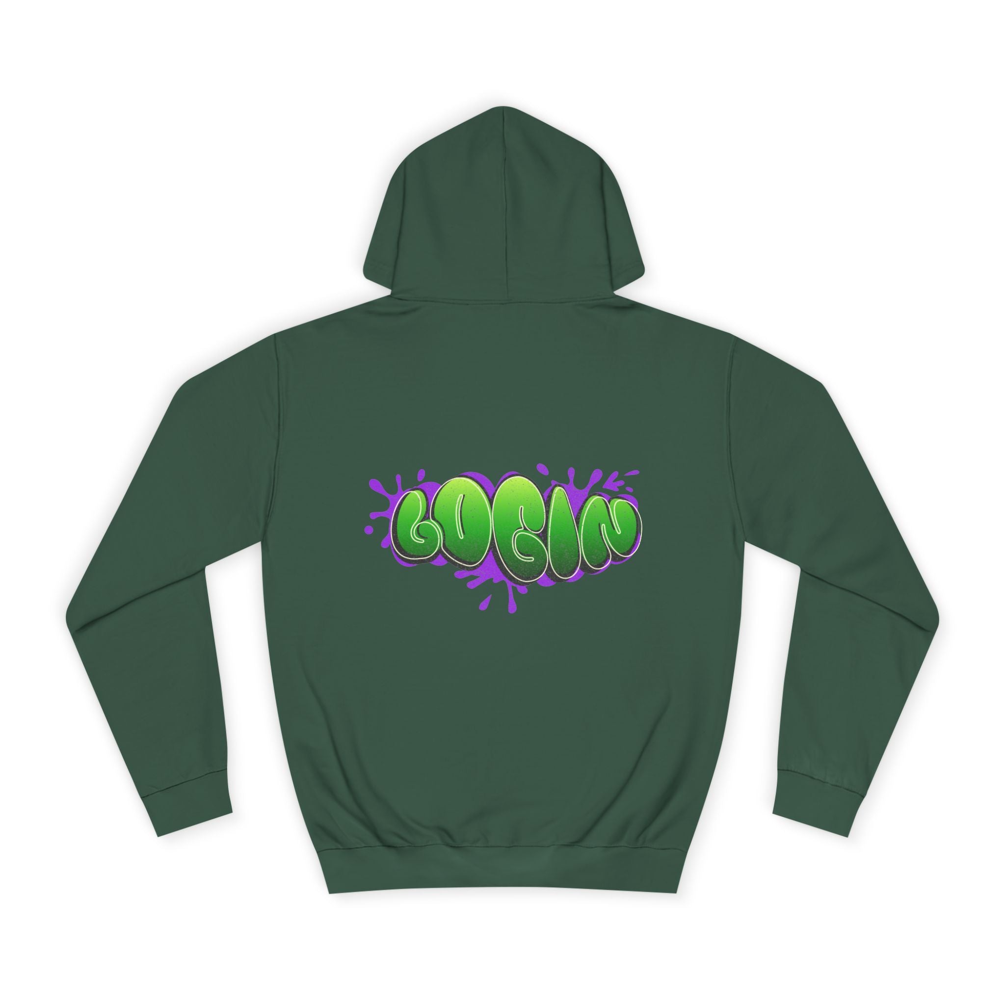 Hoodie with Green Graffiti "Login" Design - Streetwear Pullover