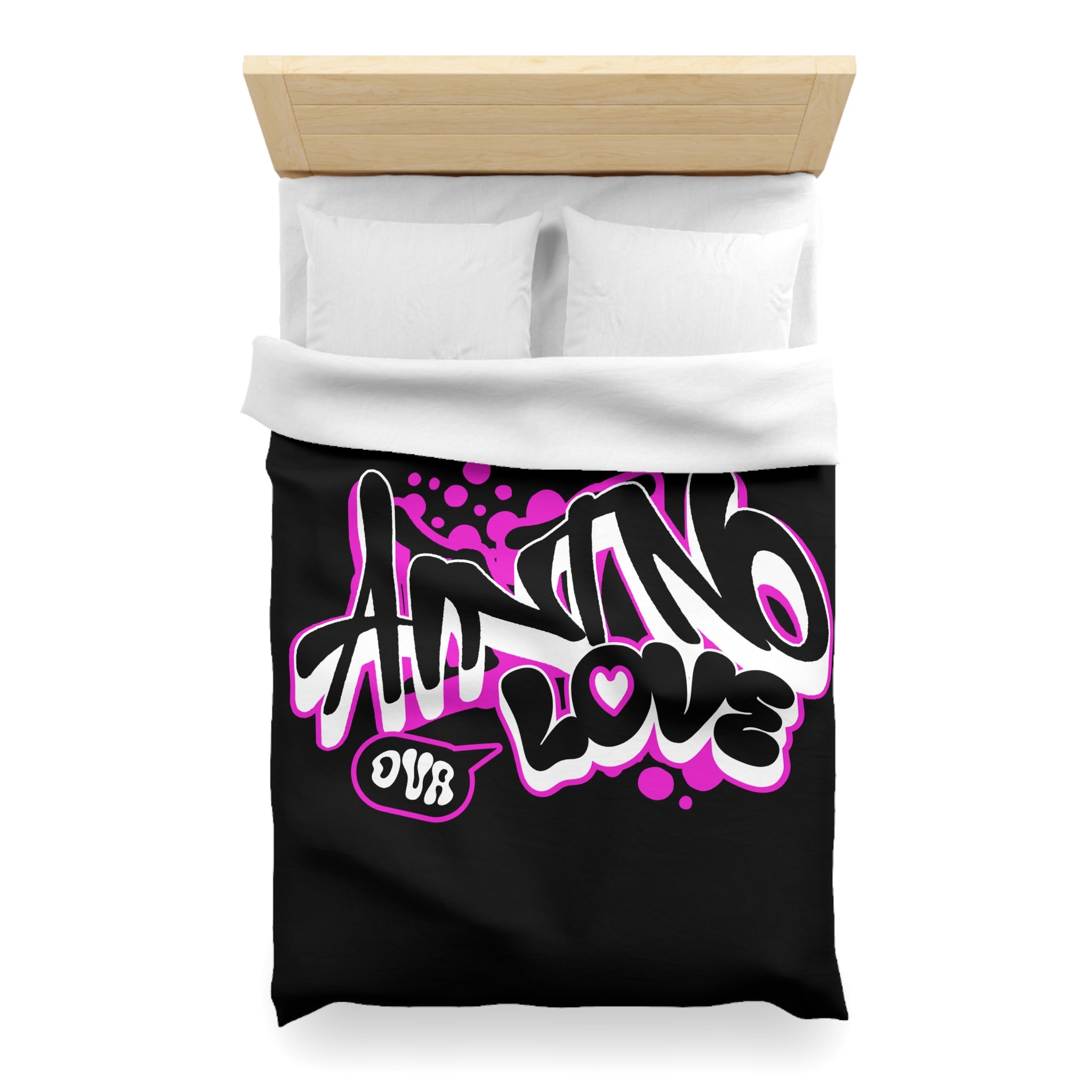 Duvet Cover — Pink Graffiti "No Love" Street Art Microfiber Bedding