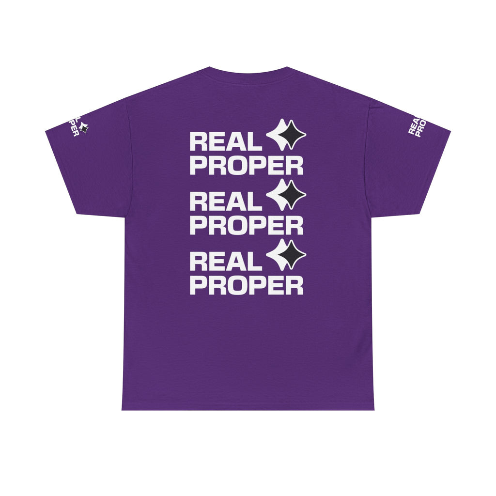 "Real Proper" Repeat Logo T‑Shirt