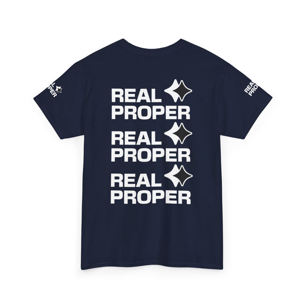 "Real Proper" Repeat Logo T‑Shirt